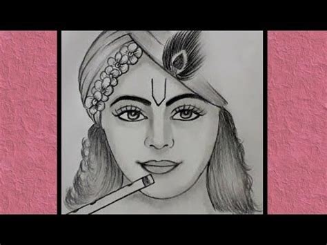 easy line art sree krishna drawing // beautiful lord krishna drawing // shree krishna thakur ...