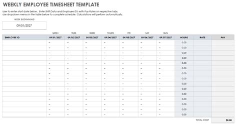 Free Weekly Timesheet and Time Card Templates | Smartsheet