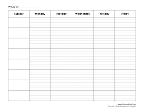 Printable Weekly Schedule Template - Free Blank PDF