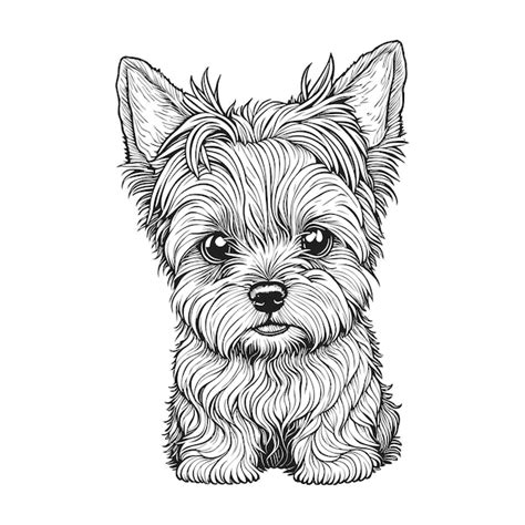 Premium Vector | Cute yorkie coloring page for adults