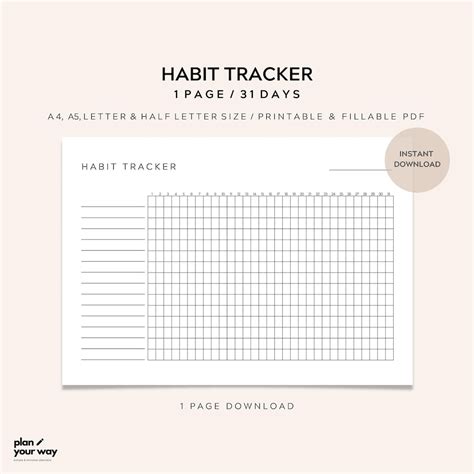 Monthly Habit Tracker Printable Habit Chart Goal Tracking - Etsy