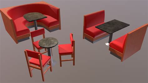 Low poly bar table and booths set - Download Free 3D model by anDDDres ...