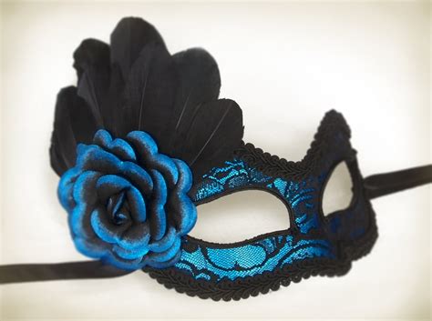 Metallic Blue & Black Lace Masquerade Mask Blue Venetian | Etsy