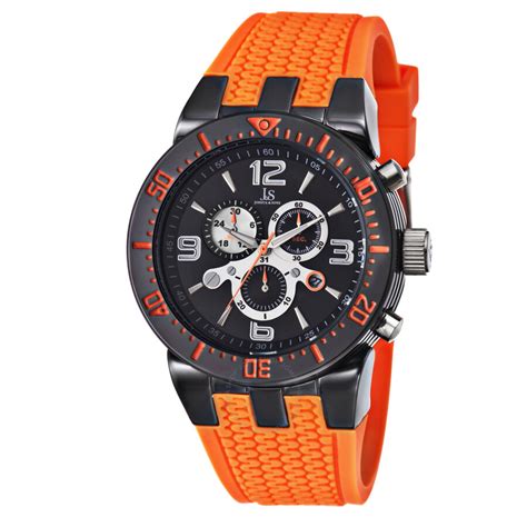 Joshua and Sons Chronograph Black Dial Orange Silicone Men's Watch JS55OR - Joshua and Sons ...