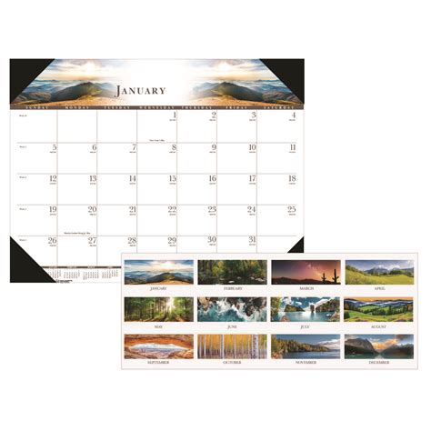 Recycled Full-Color Monthly Desk Pad Calendar, Nature Photography, 22 x ...