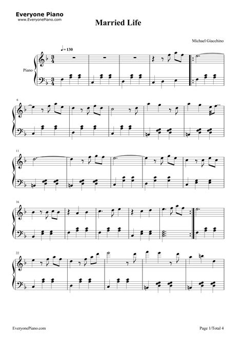 Married Life Up Piano Sheet Music | Married life up, Piano songs sheet music, Piano sheet