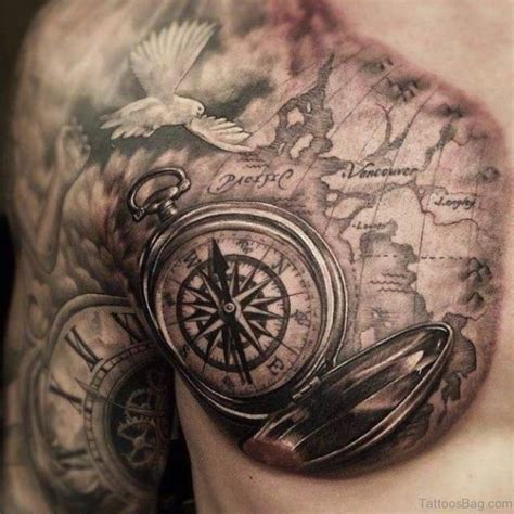 51 Attractive Compass Tattoo Design On Chest - Tattoo Designs ...