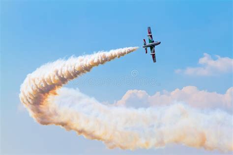 Airplane with Smoke on the Airshow Stock Photo - Image of champion ...