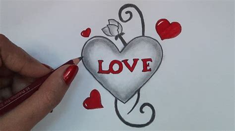 How to draw love heart drawing || Love drawing || Heart drawing easy ...