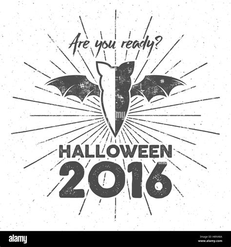 Happy Halloween 2016 Poster. Are you ready lettering and halloween holiday symbols - bat ...