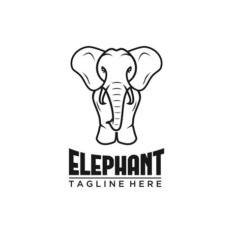 Simple and minimalist elephant logo illustration. Black line style ...