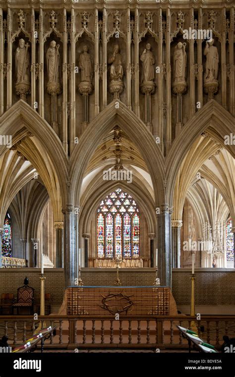 Stained Glass Windows inside Well Cathedral in the City of Wells in England Stock Photo - Alamy