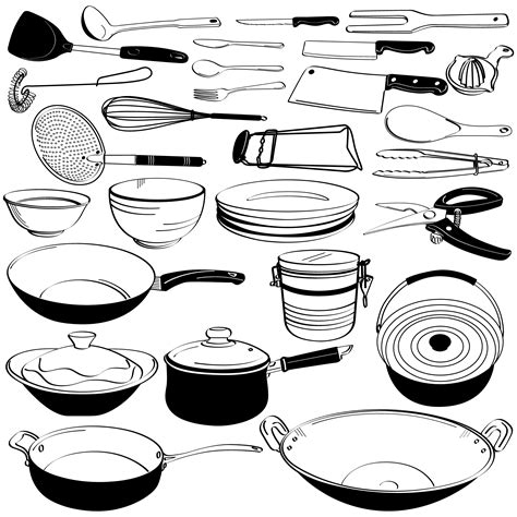 Kitchen Tool Utensil Equipment Doodle Drawing Sketch. 342205 Vector Art at Vecteezy