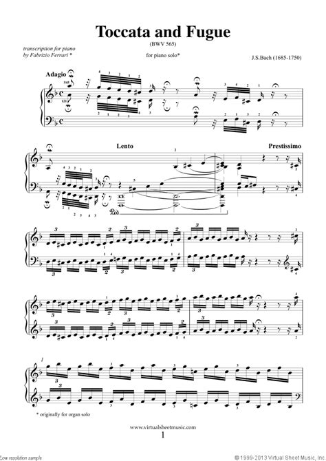 Free sheet music - toccata and fugue PIANO - Download PDF, MP3 & MIDI