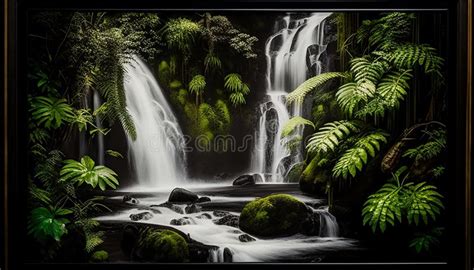 Rainforest Waterfalls from Above, Made with Generative AI Stock Illustration - Illustration of ...