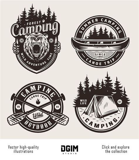 Vintage Camping Designs | Camp logo, Bear logo design, Logo set