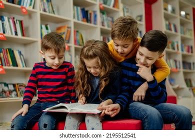 School Children Library Reading Books Doing Stock Photo 2195512541 ...