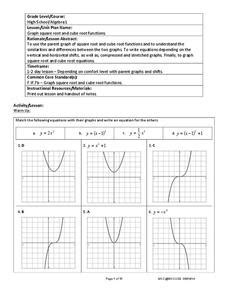 Graph Square Root and Cube Root Functions Lesson Plan for 9th - 11th ...