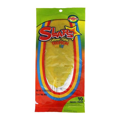 Dulces Pigui Slaps Tropical Flavor Paletas Mexican Candy (20 Lollipops ...