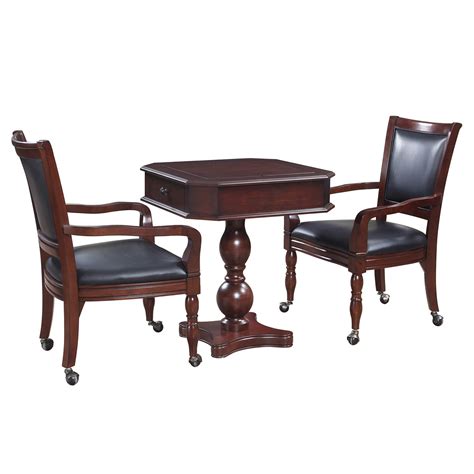 Fortress Chess, Checkers & Backgammon Pedestal Game Table & Chairs Set - Mahogany