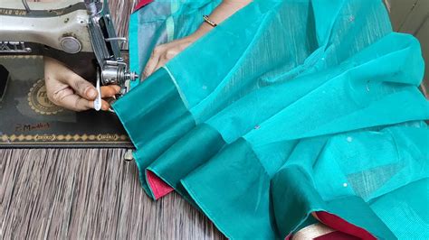 How to stitch the saree fall on normal machine and hemming two types ...