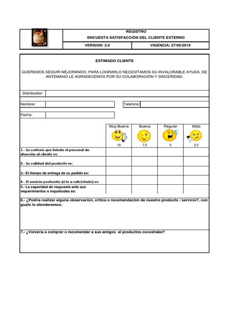 Registro Encuesta de Satisfaccion Al Cliente | PDF