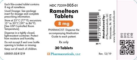 Ramelteon Tablets - FDA prescribing information, side effects and uses