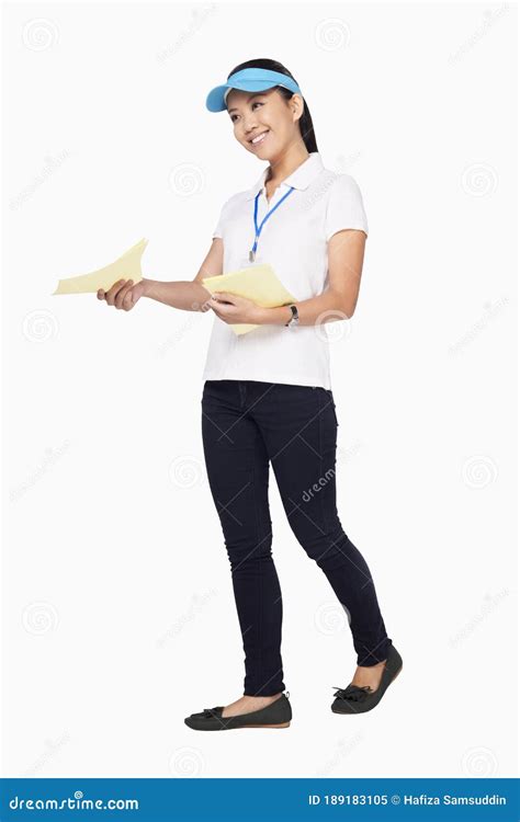 Woman Handing Out Flyers. Conceptual Image Stock Image - Image of ...