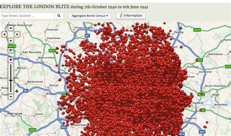 This map shows the locations where bombs fell on London during World ...