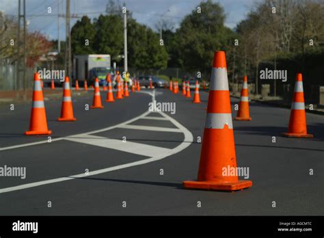 Orange Traffic cones Stock Photo - Alamy