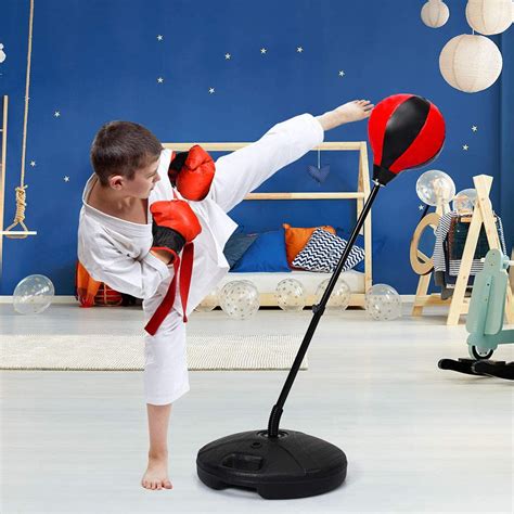 Kids Punching Ball Bag, Speed Boxing Sports Set with Stand, Gloves ...