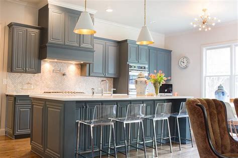 Gray Blue Kitchen Cabinets - Transitional - Kitchen