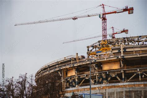 Construction of a football stadium Stock Photo | Adobe Stock