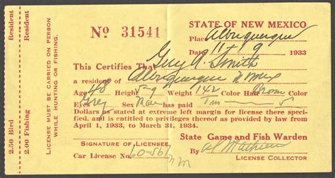 1933-34 (2.50) New Mexico Hunting License - Waterfowl Stamps and More