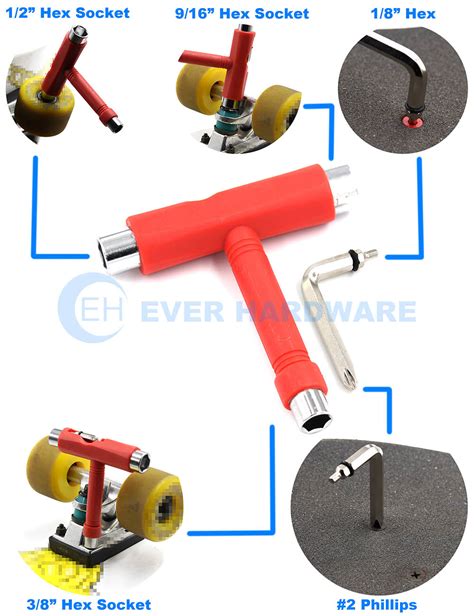 Skateboarding Tool Red Skate T Multi Tools Kit Allen Phillips All-In-One