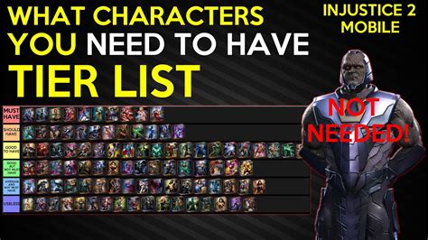 WHAT CHARACTERS YOU NEED TO HAVE INJUSTICE 2 MOBILE ALL CHARACTERS TIER LIST - YouTube