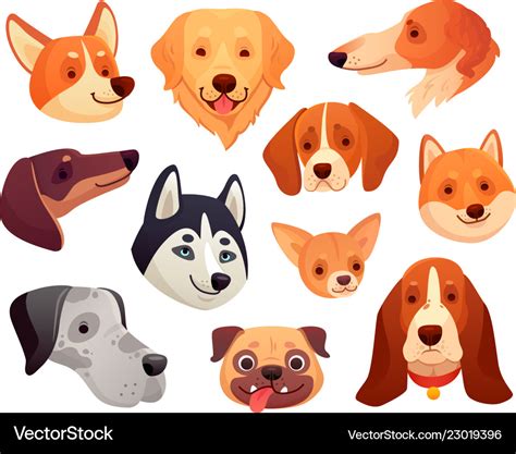 Cartoon dog head funny puppy pet muzzle smiling Vector Image