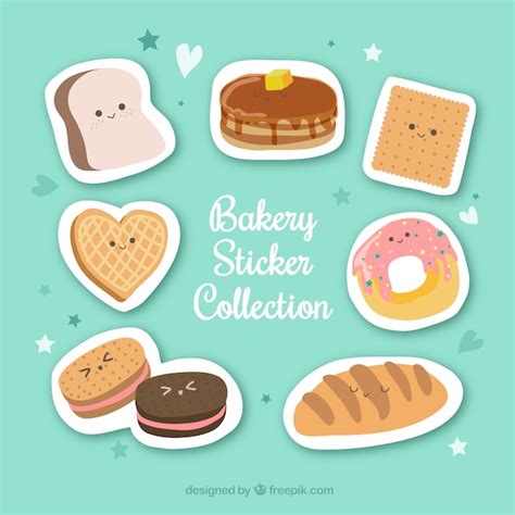 Free Vector | Bakery stickers collection in flat style