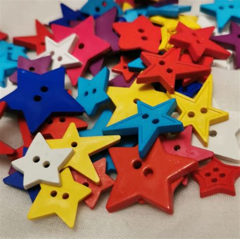 Star Themed Craft Buttons Brights Colours Selection of - Etsy