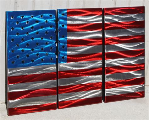 American Flag Metal Wall Art 3 Panel