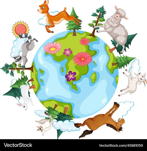 Animals on the planet earth Royalty Free Vector Image