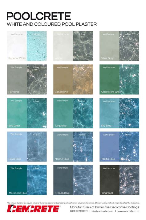 PoolCrete Colour Chart | Pool plaster, Backyard pool designs, Swimming ...