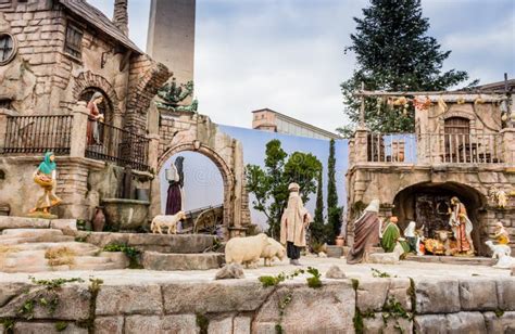 Nativity scene in Italy stock image. Image of cowshed - 52437503