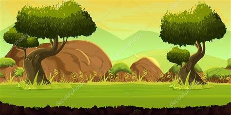 Forest game background 2d application. Vector design. Tileable ...