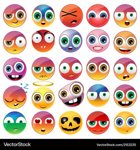 Collection of different emoji faces Royalty Free Vector