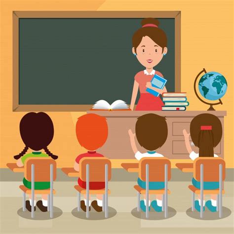 Volver a la maestra de escuela enseñando a sus alumnos | Vector Premium ...