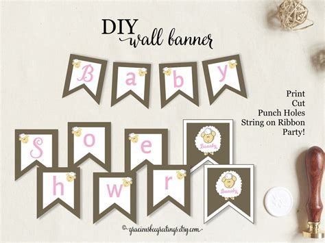 DIY Pink Baby Shower Banner, Printable Baby Shower Wall Banner, Pink Baby Girl Shower Banner ...