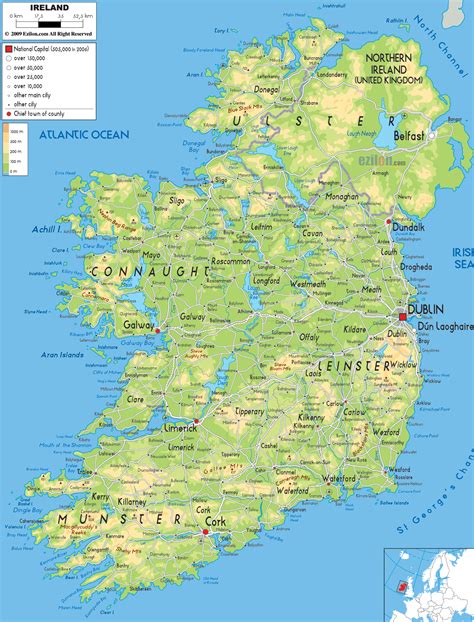 Physical Map of Ireland | Road trip irlande, Irlande paysage, Voyage ...