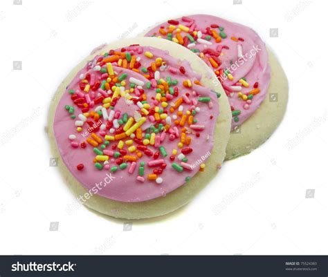 Two Pink Frosting Sprinkles Sugar Cookies Stock Photo 75524383 ...