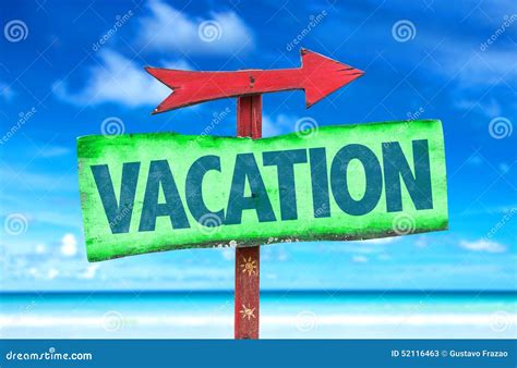 Vacation Sign with Beach Background Stock Image - Image of direction ...